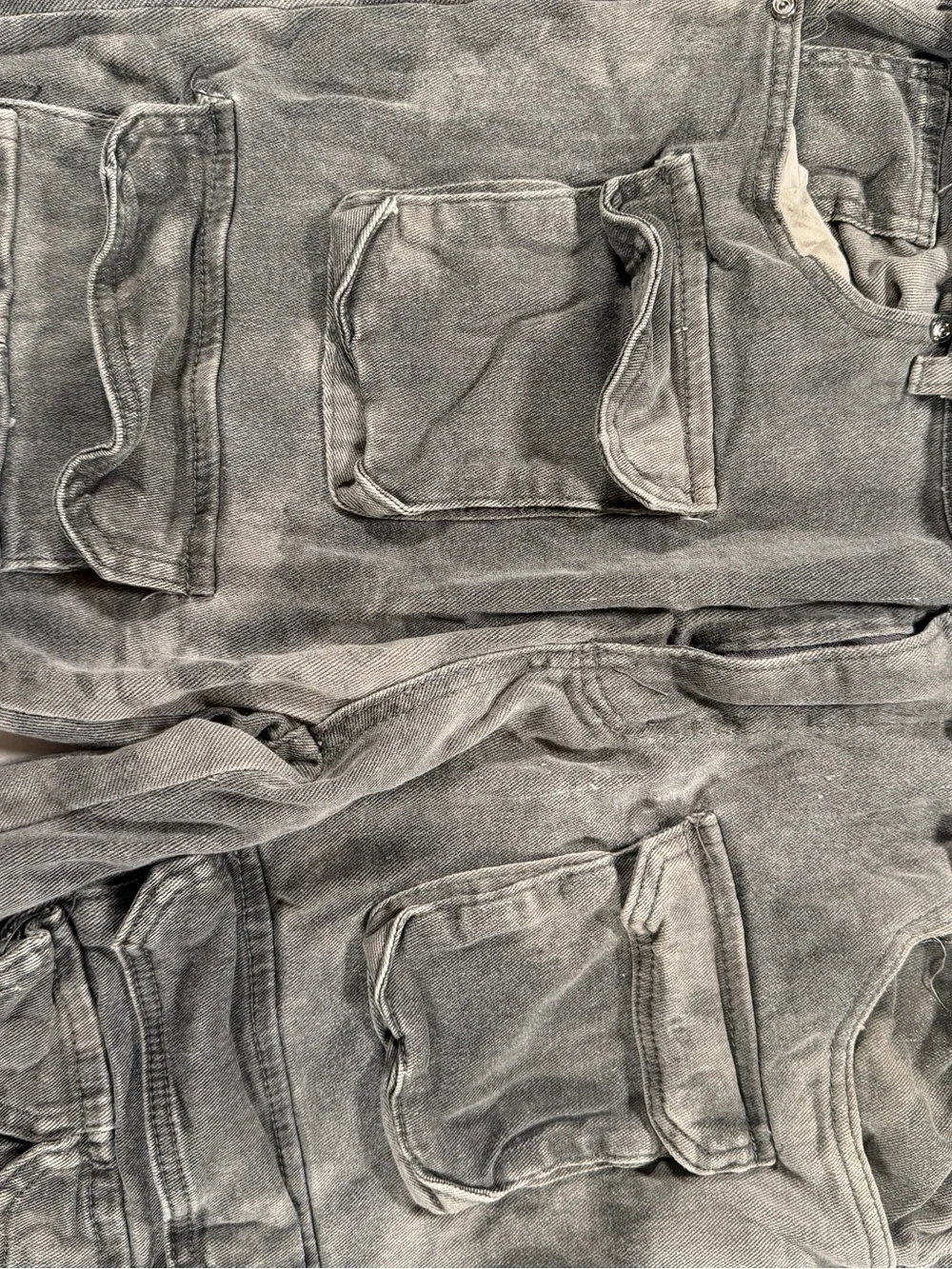 Men's Gray Cargo Pants Multiple Flap Pockets Waimea Relaxed Grey wash 38x32